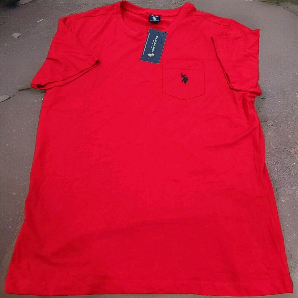 US Polo Association Mens T-Shirt Medium Short Sleeves Red Logo Pocket NWT